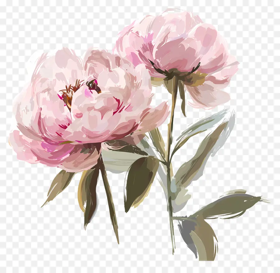 Peonies Pink，Pintura PNG