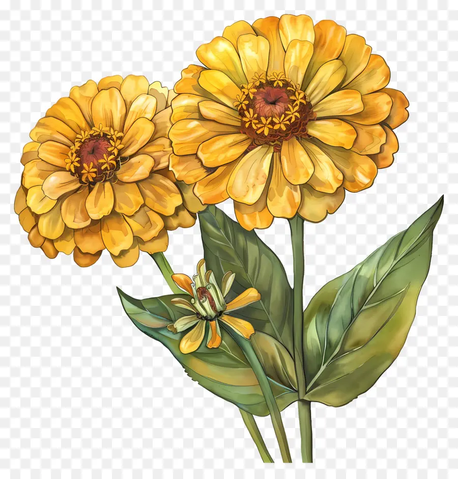 Zinnias Amarillas，Flores Amarillas PNG