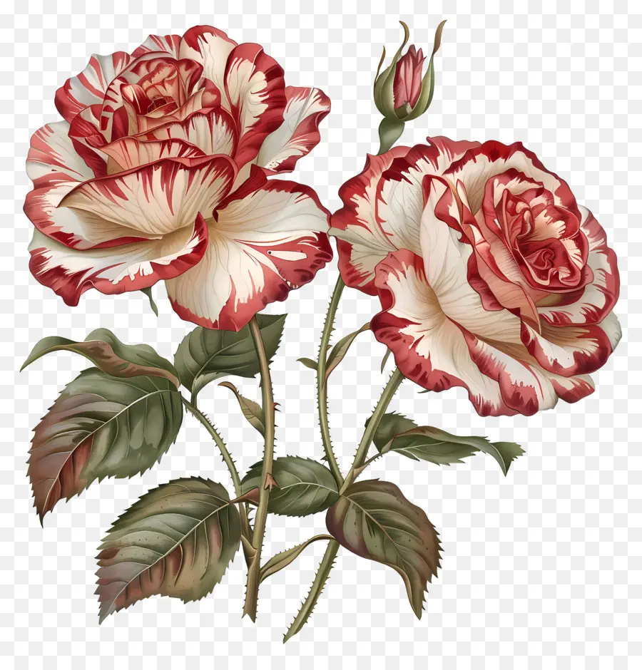 Rosas De Doble Deleite，Rosas Rojas Y Blancas PNG