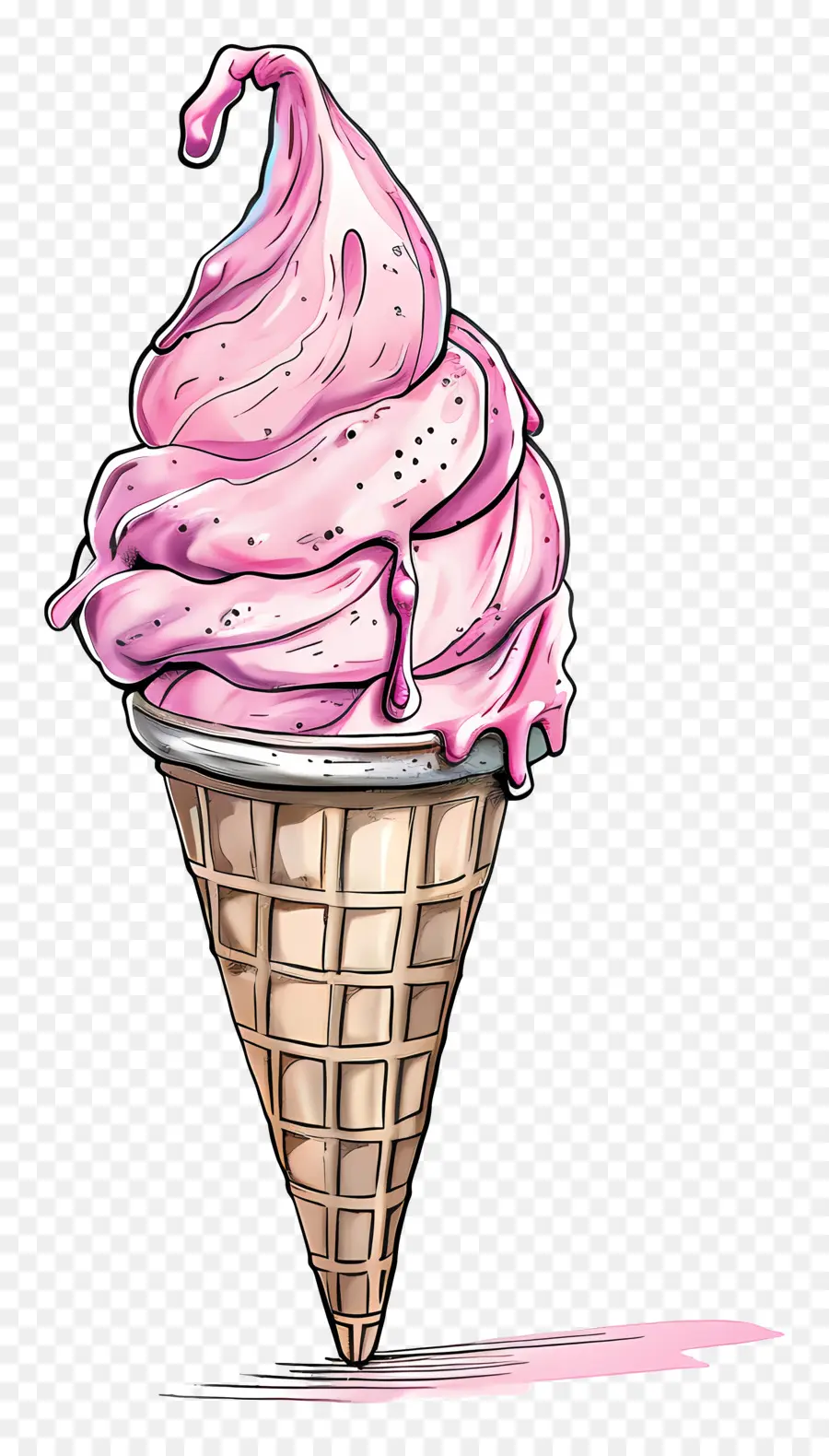 Cono De Helado，Rosa Helado PNG