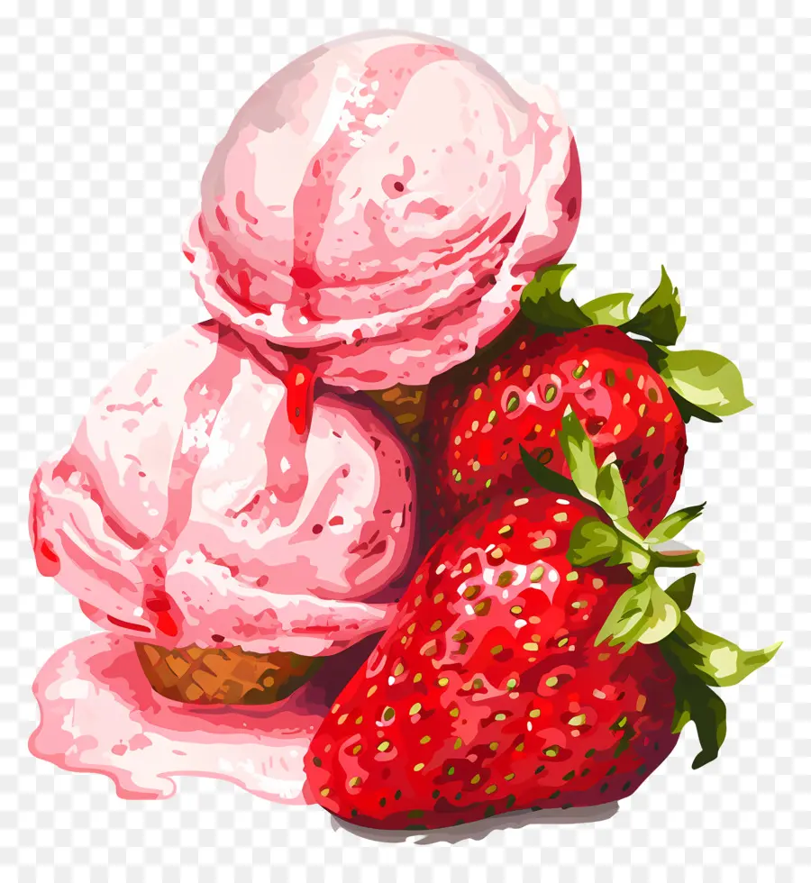 Helado De Fresa，Fresas PNG