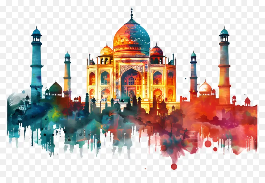 Taj Mahal，Pintura A La Acuarela PNG