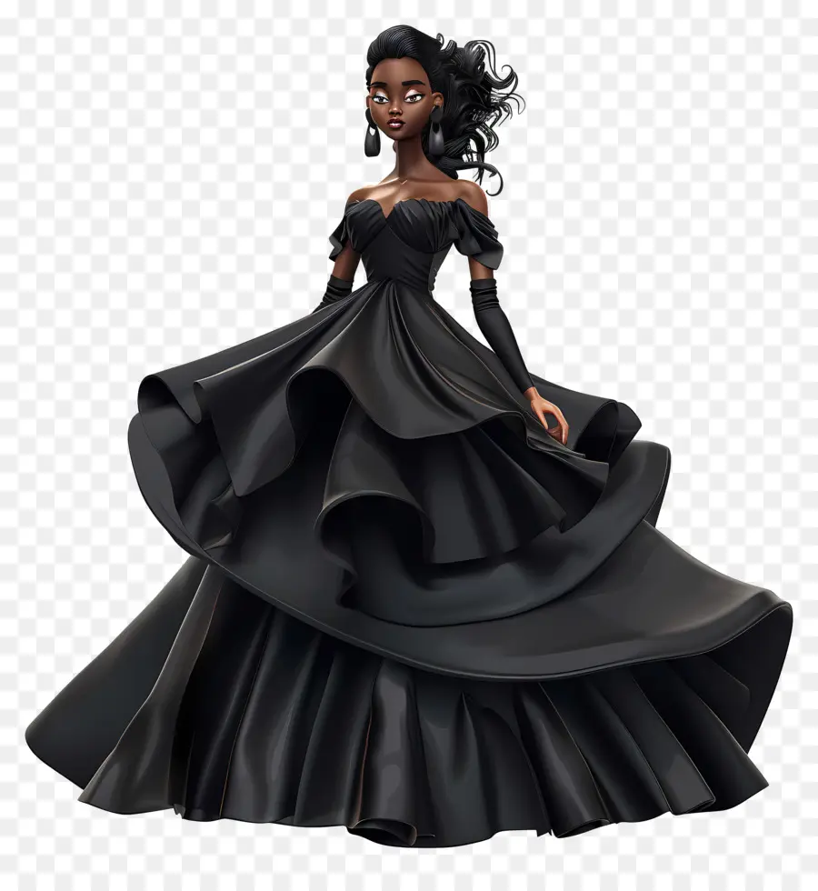 Niña Negra Con Vestido，Vestido Negro PNG