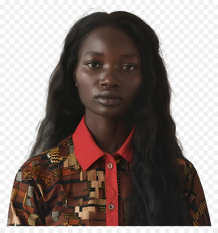 Mujer Africana，Mujer En Camisa Estampada PNG