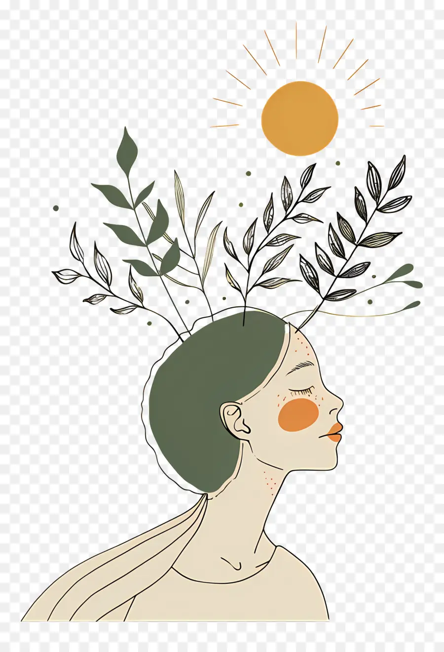 Gente，Mujer Abstracta Con Plantas PNG