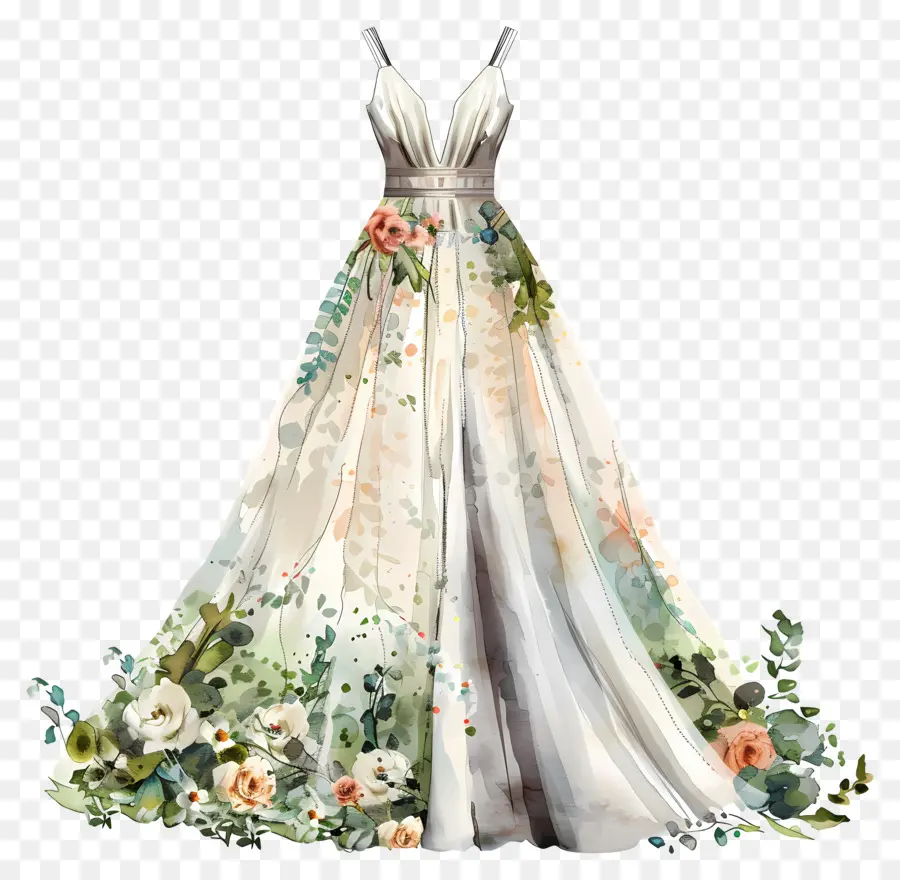 Vestido De Novia Bohemio，Vestido De Flores PNG