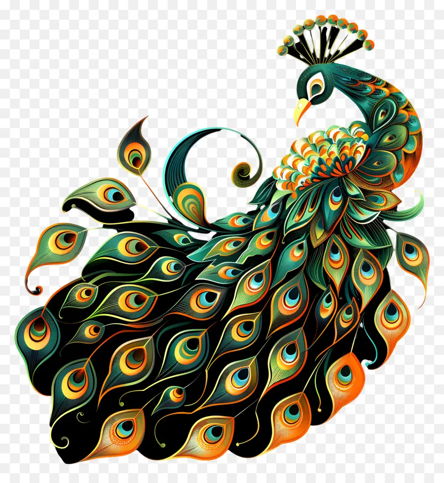 Arte De Línea，Pavo Real PNG