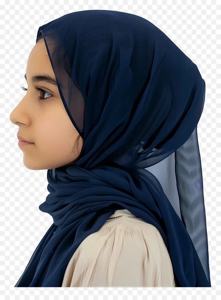 Hijab Azul Marino，Mujer Musulmana PNG