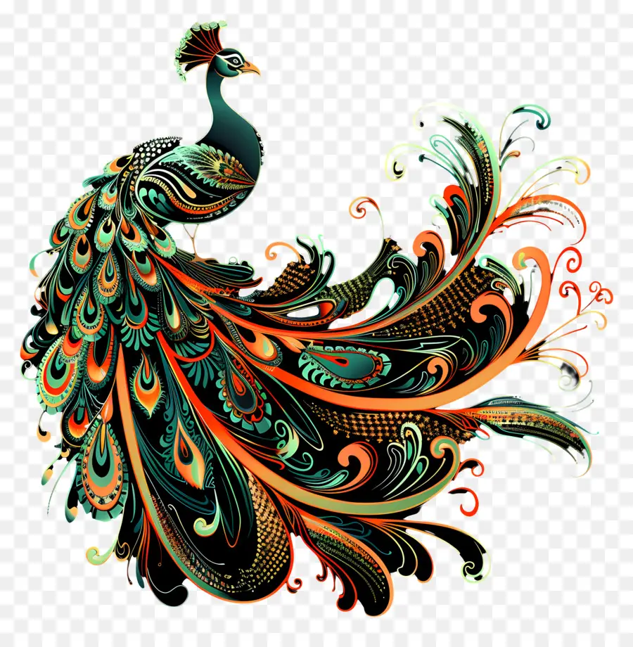 Arte De Línea，Pavo Real PNG