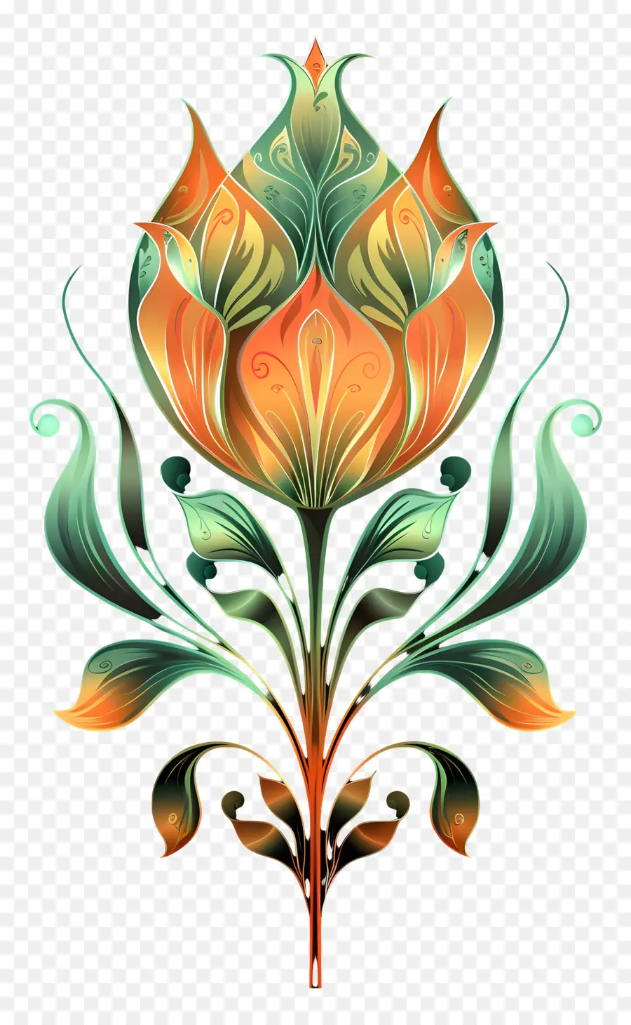 Arte De Línea，Diseño Floral PNG