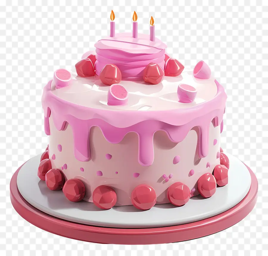 Pastel De Cumpleaños Rosa，Pastel PNG