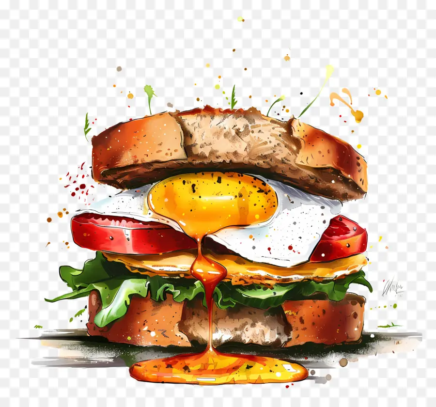 Sándwich De Desayuno，Burger PNG