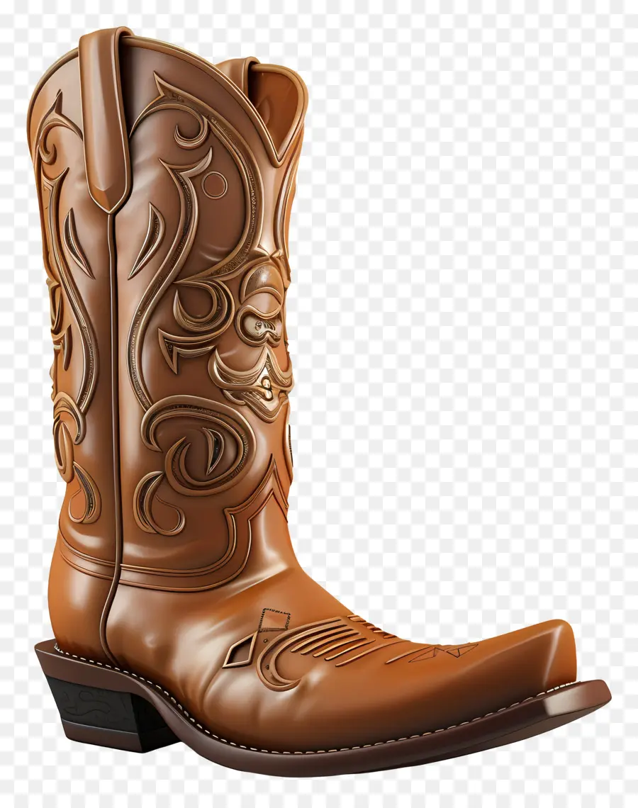 Bota De Vaquero，De Cuero Marrón PNG