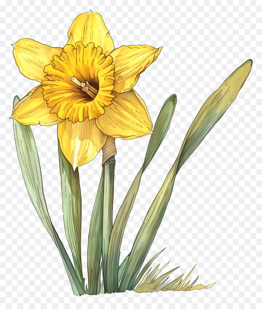 Narciso Amarillo，Flower Painting PNG
