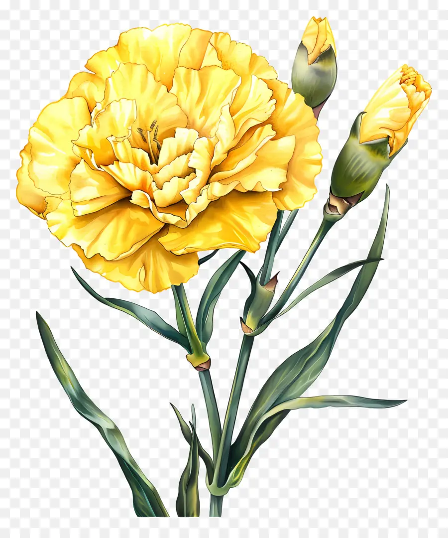 Amarillo De Clavel，Pintura A La Acuarela PNG