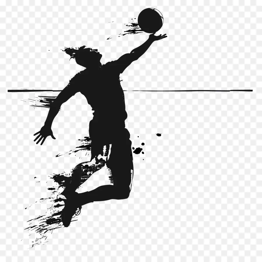 Silueta De Hombre De Voleibol，Silueta De Jugador De Baloncesto PNG