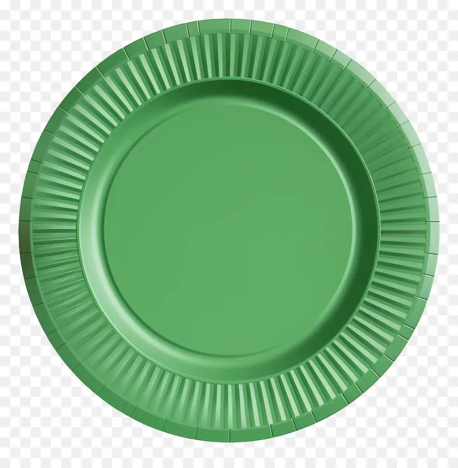 Plato De Papel Verde，Borde Blanco PNG