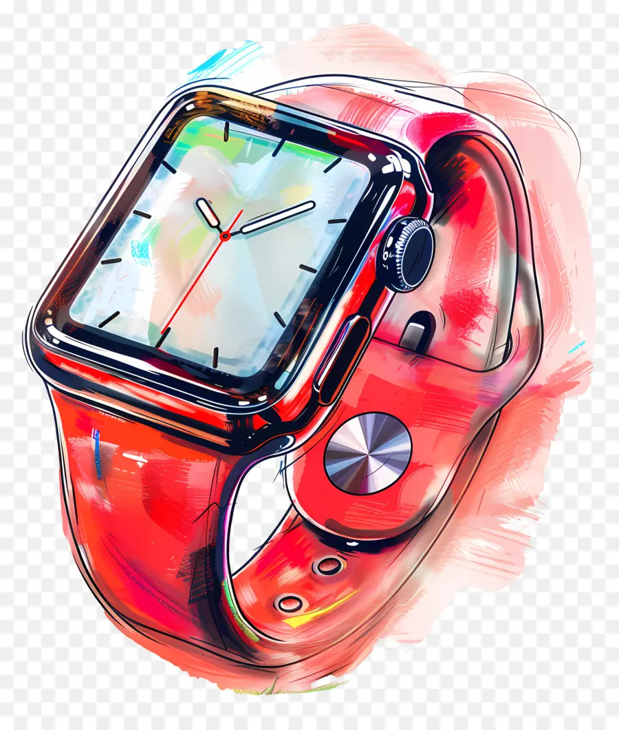 Reloj Apple，Reloj Rojo PNG