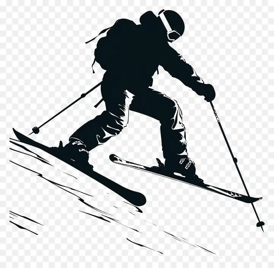 Silueta De Hombre De Esquí De Estilo Libre，Esquiar PNG