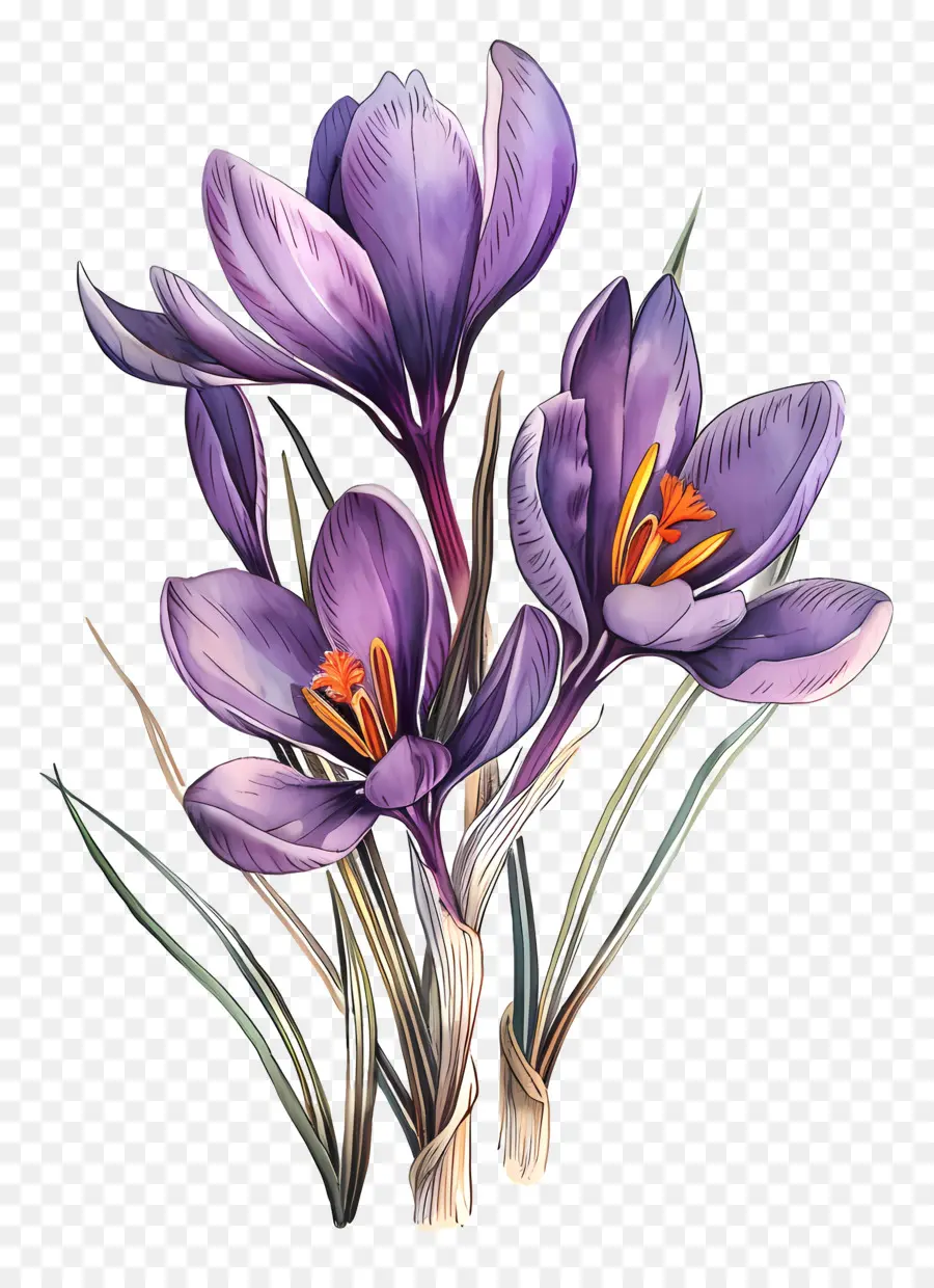 Azafrán Crocus，Flores De Color Púrpura PNG