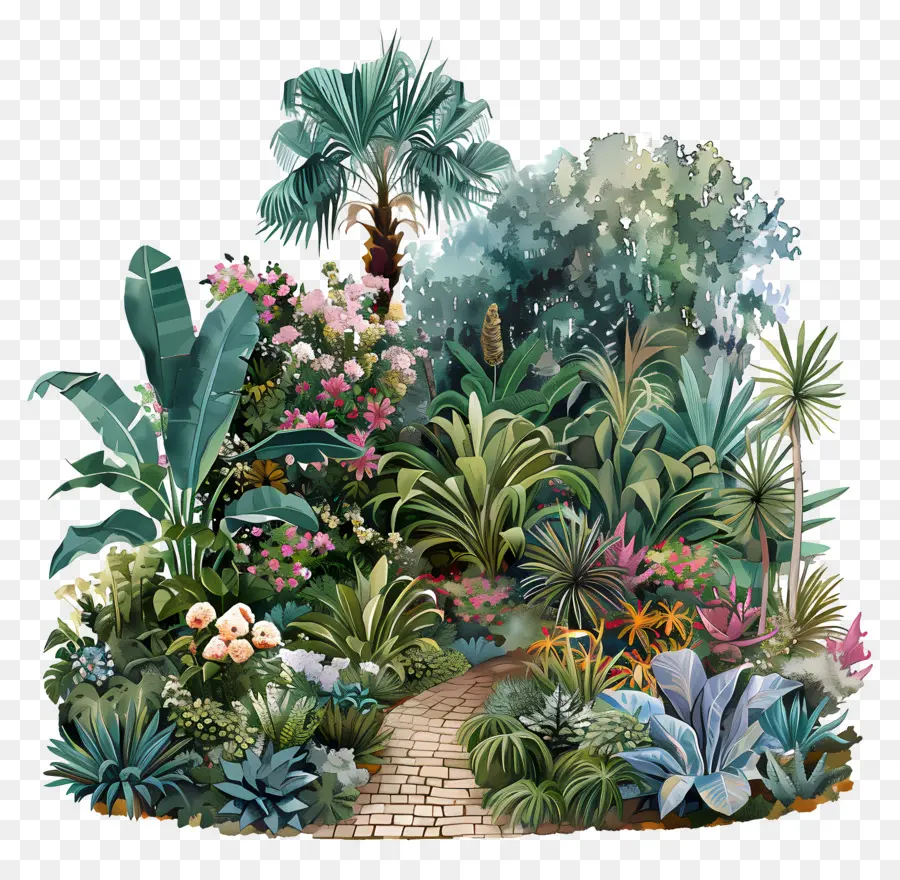 Exuberante Jardín，Jardín Tropical PNG