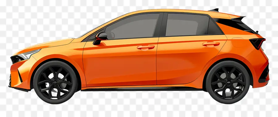 Vista Lateral Del Hatchback，Coche Naranja PNG