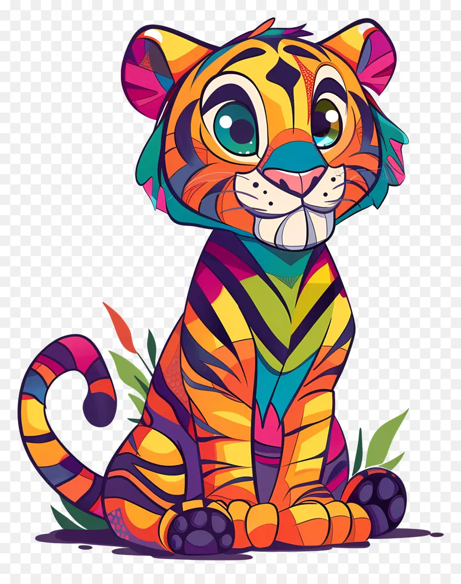 Tigre，Tigre Colorido PNG