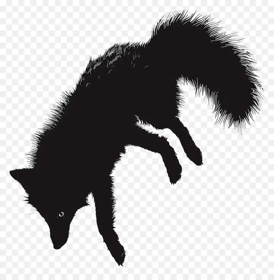 Silueta De Zorro ártico，Gato Negro PNG