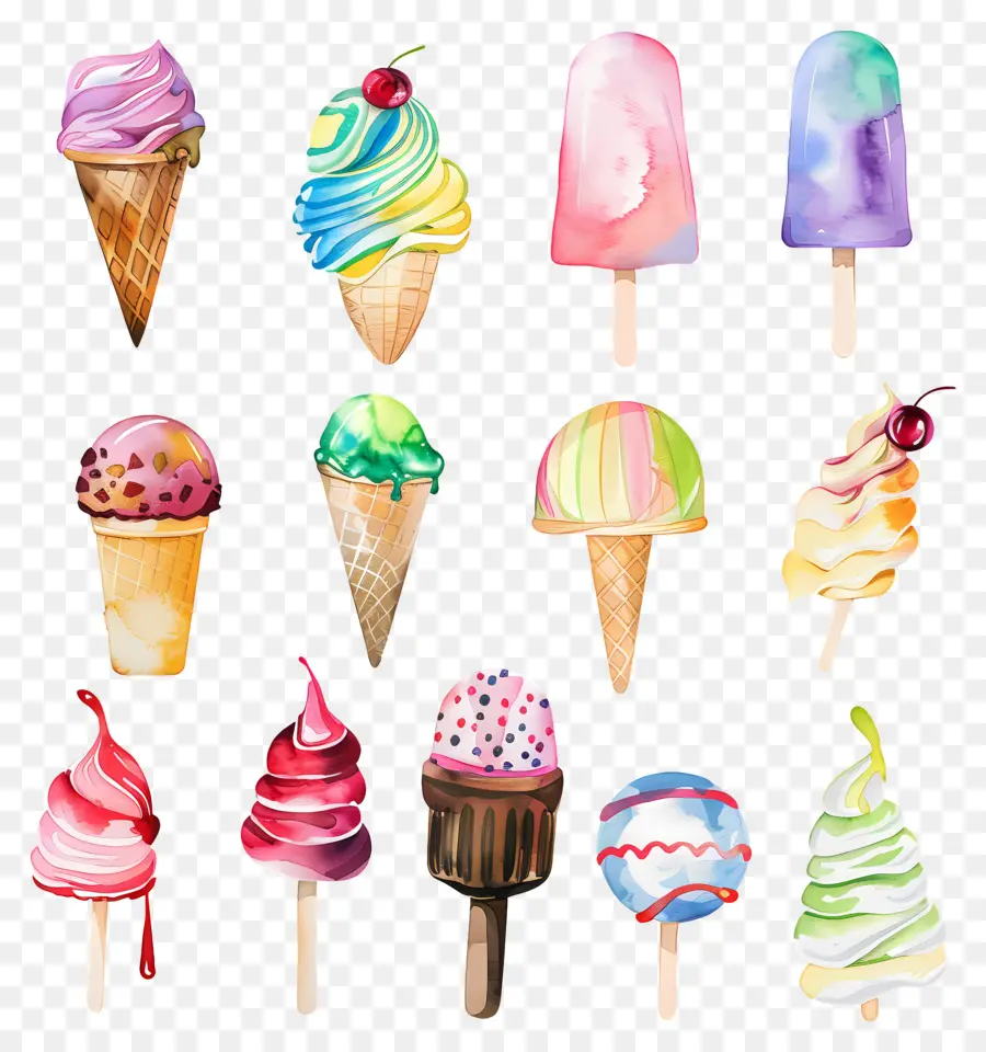 Helado，Acuarela PNG