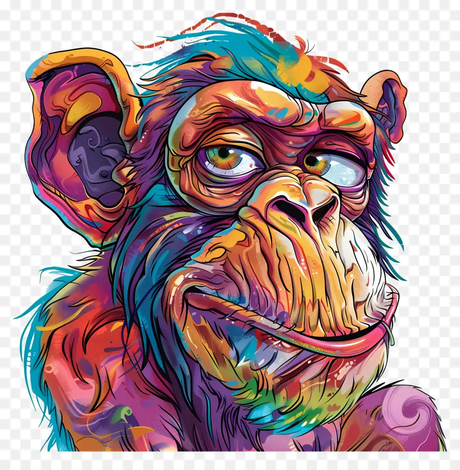 Mono，Chimpancé Colorido PNG