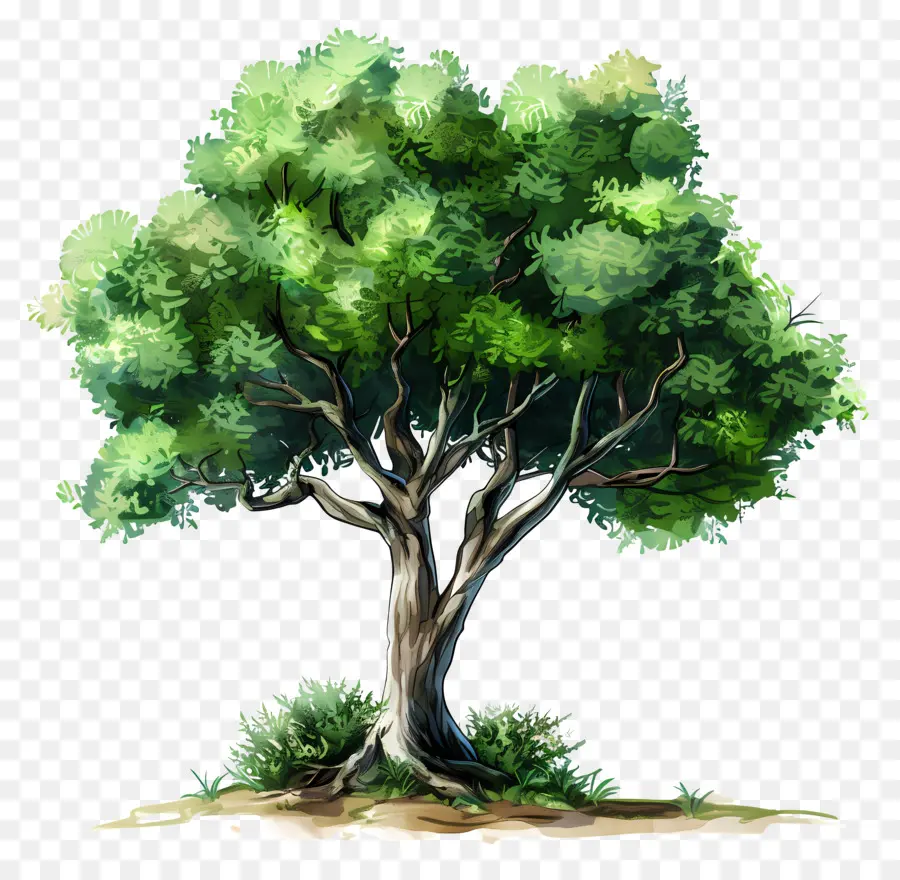 árbol Verde，Hojas PNG