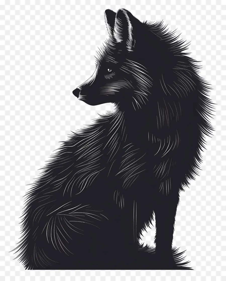 Silueta De Zorro ártico，Black Fox PNG