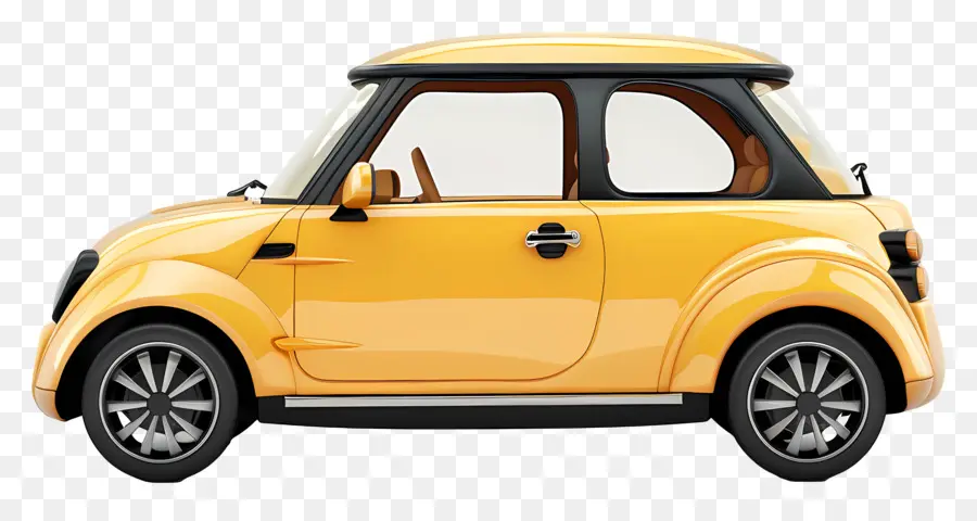 Vista Lateral Del Coche Con Estilo，Coche Amarillo PNG