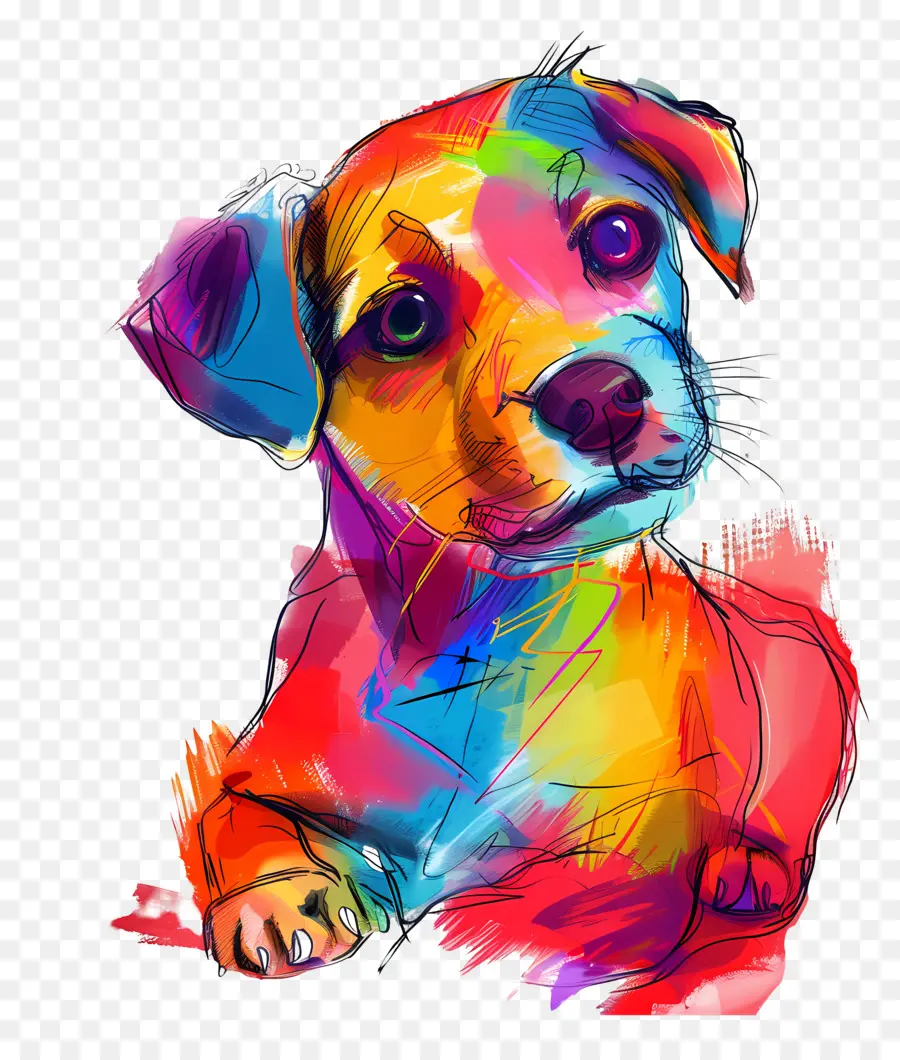 Perro De Dibujos Animados，Dibujo A Lápiz De Color PNG