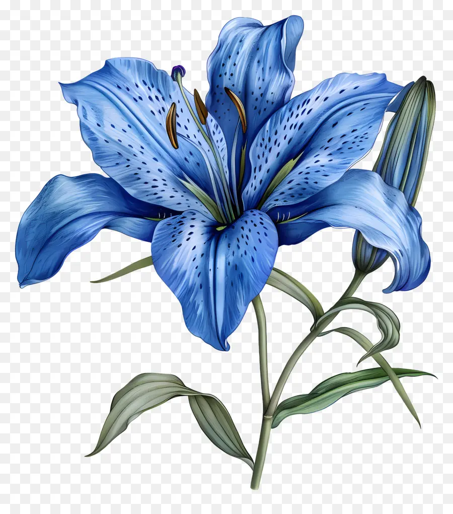 Blue Lily，Pintura A La Acuarela PNG