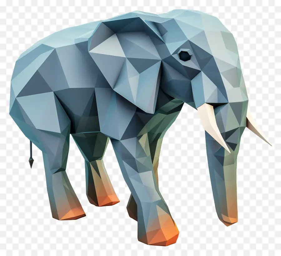 Elefante Isométrico，Baja Poli PNG