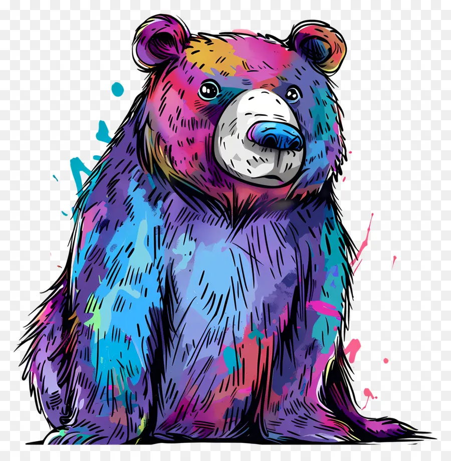 Cartoon Bear，Oso Colorido PNG