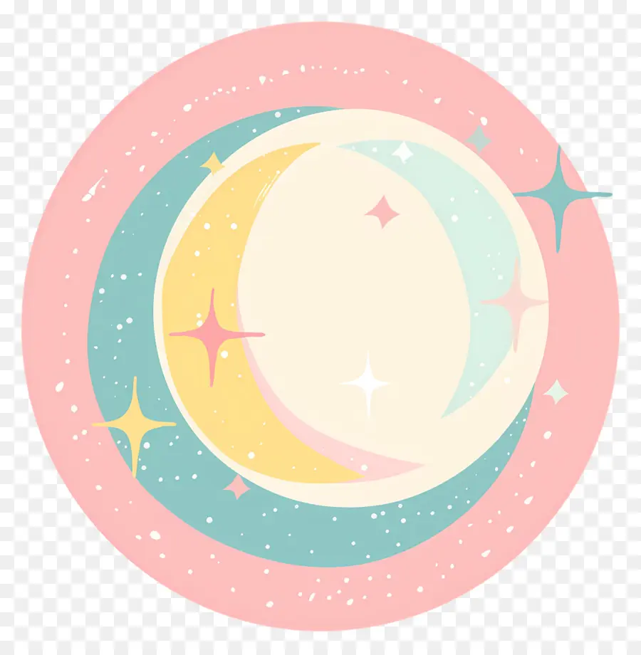 Círculo，Luna Y Estrellas PNG