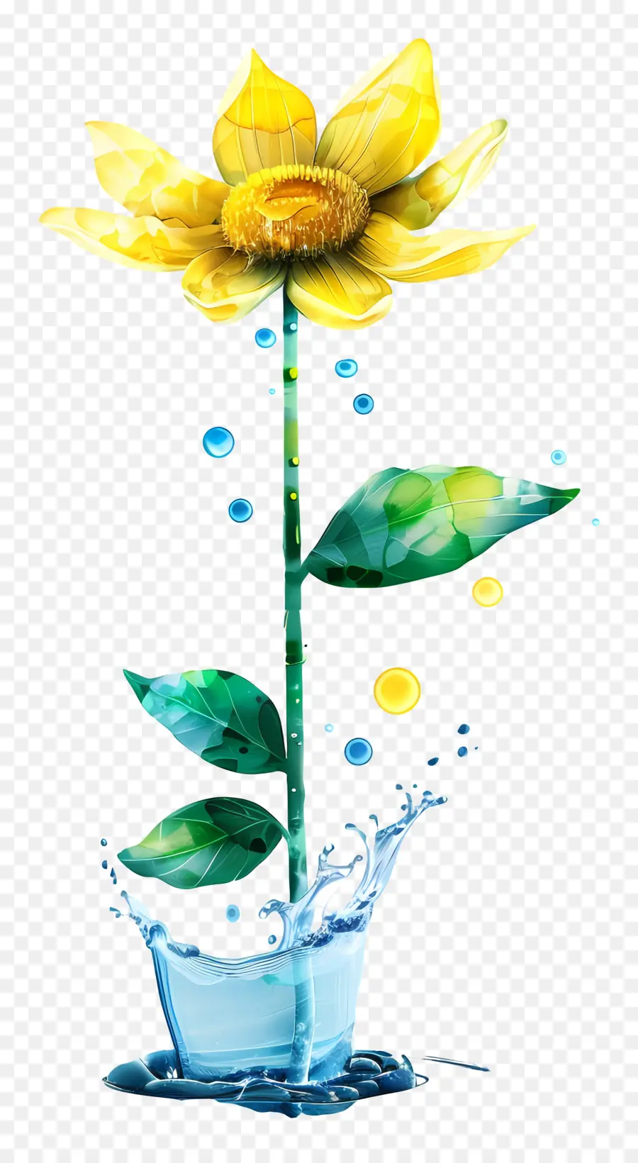 Agua，Flor Amarilla PNG