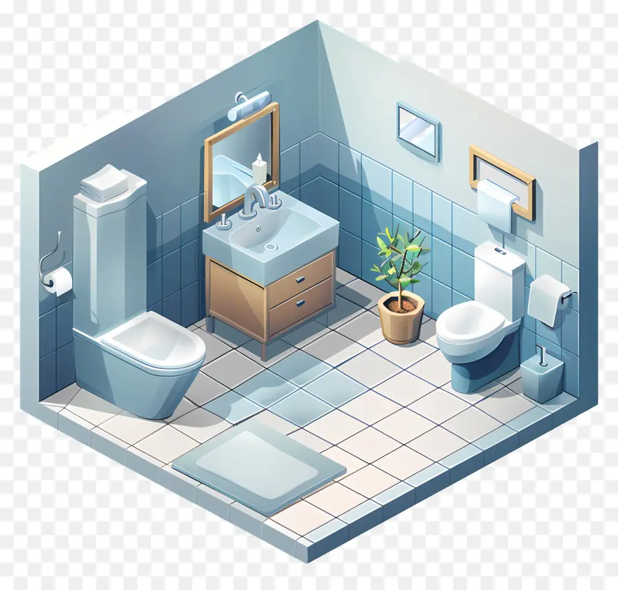 Baño Isométrico，Diseño De Cuarto De Baño PNG