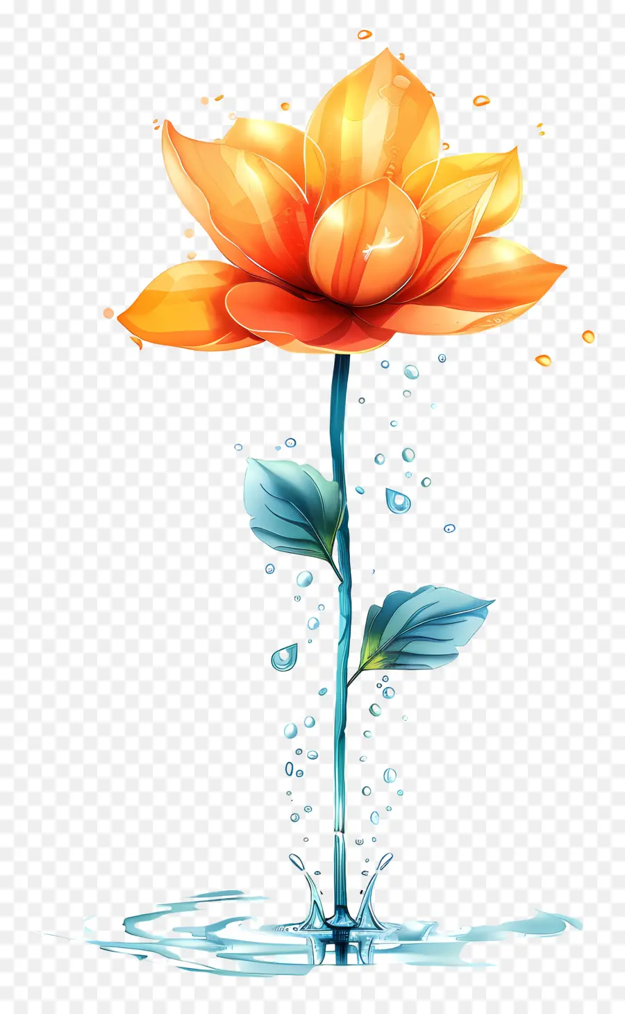 Agua，Flor PNG