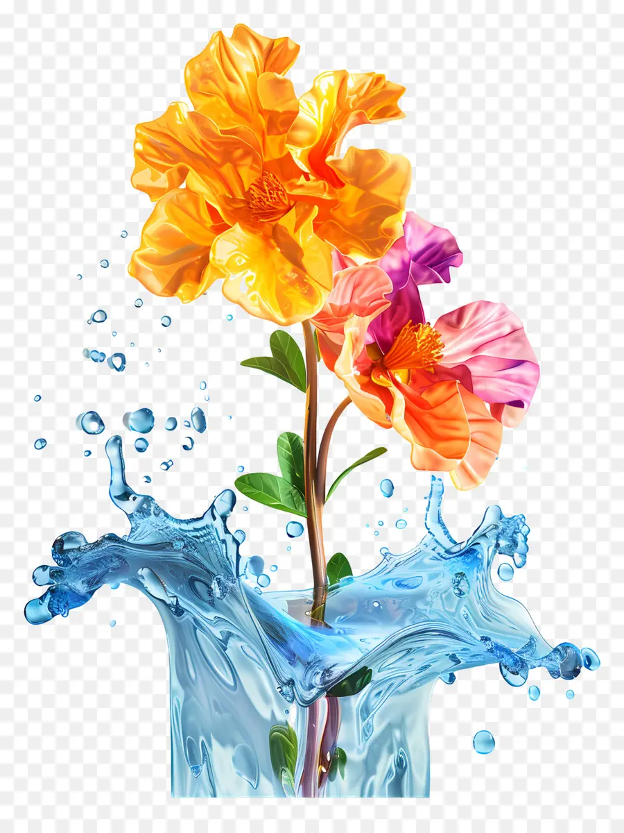 Agua，Flor PNG