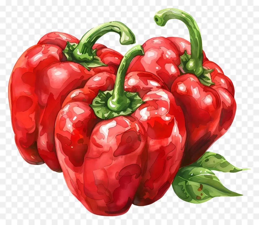 Pimientos Rojos，Pintura A La Acuarela PNG