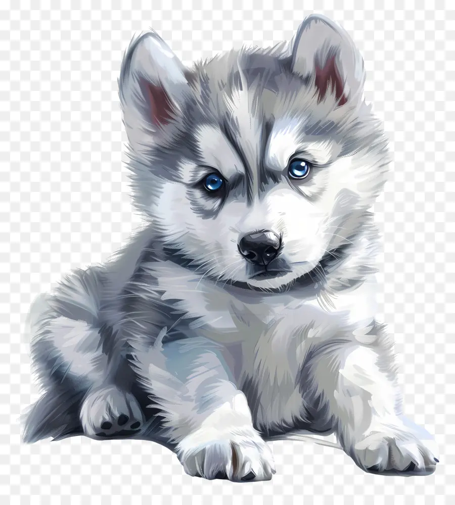 Husky Cachorro，El Blanco Y El Gris PNG