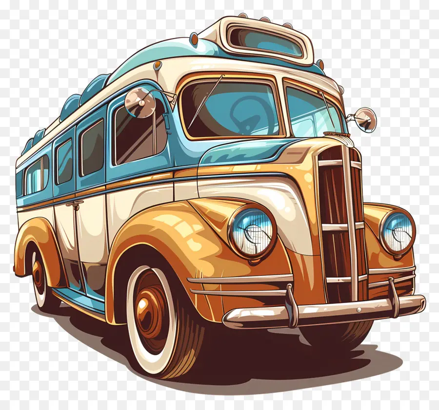 Coche，Vintage Autobús PNG