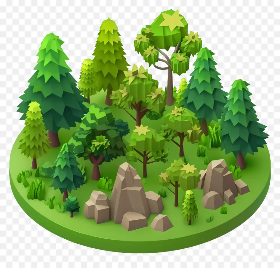 Bosque Isométrico，El Modelado En 3d PNG