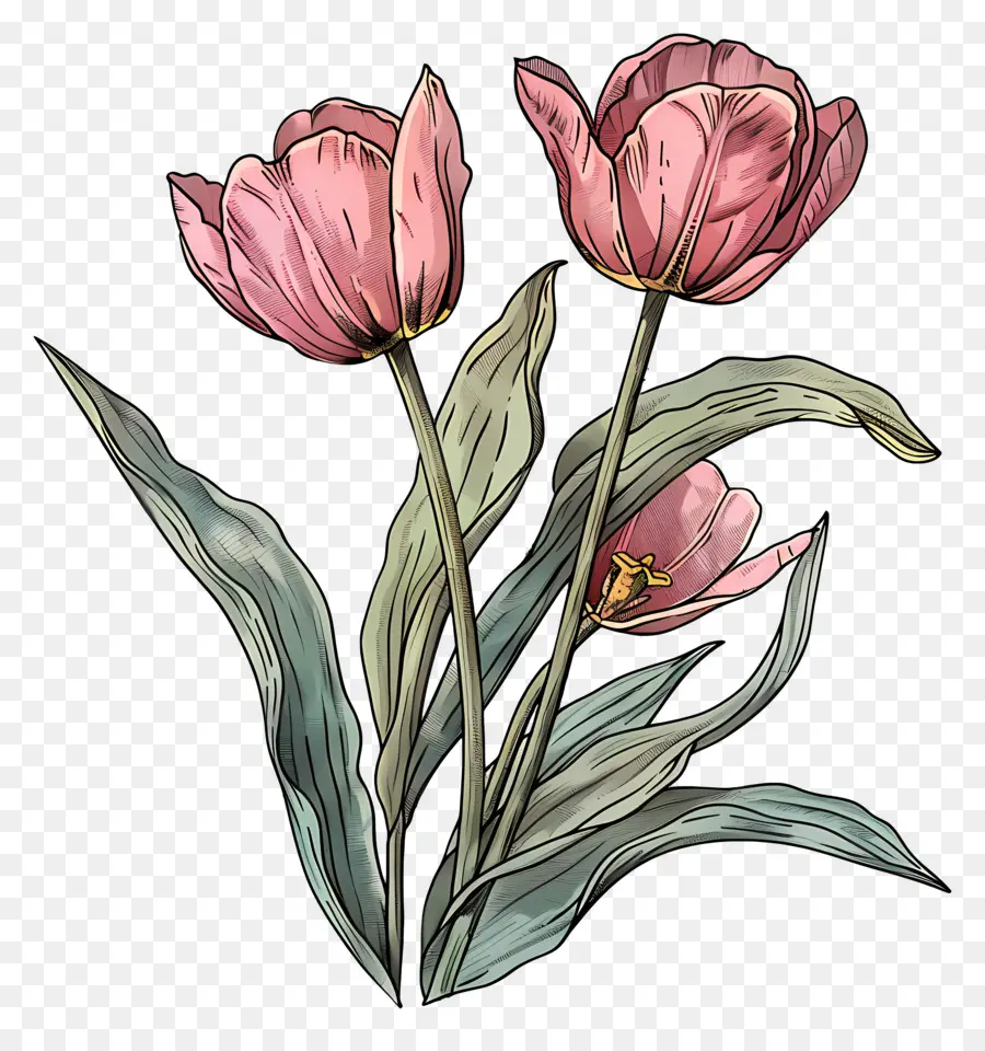 Tulip，Tulipanes Rosados PNG