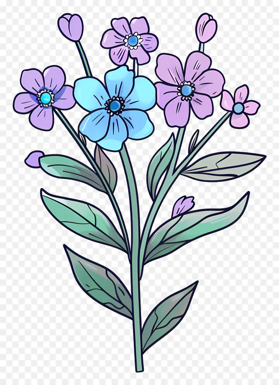 No Me Olvides，Flores De Color Azul PNG