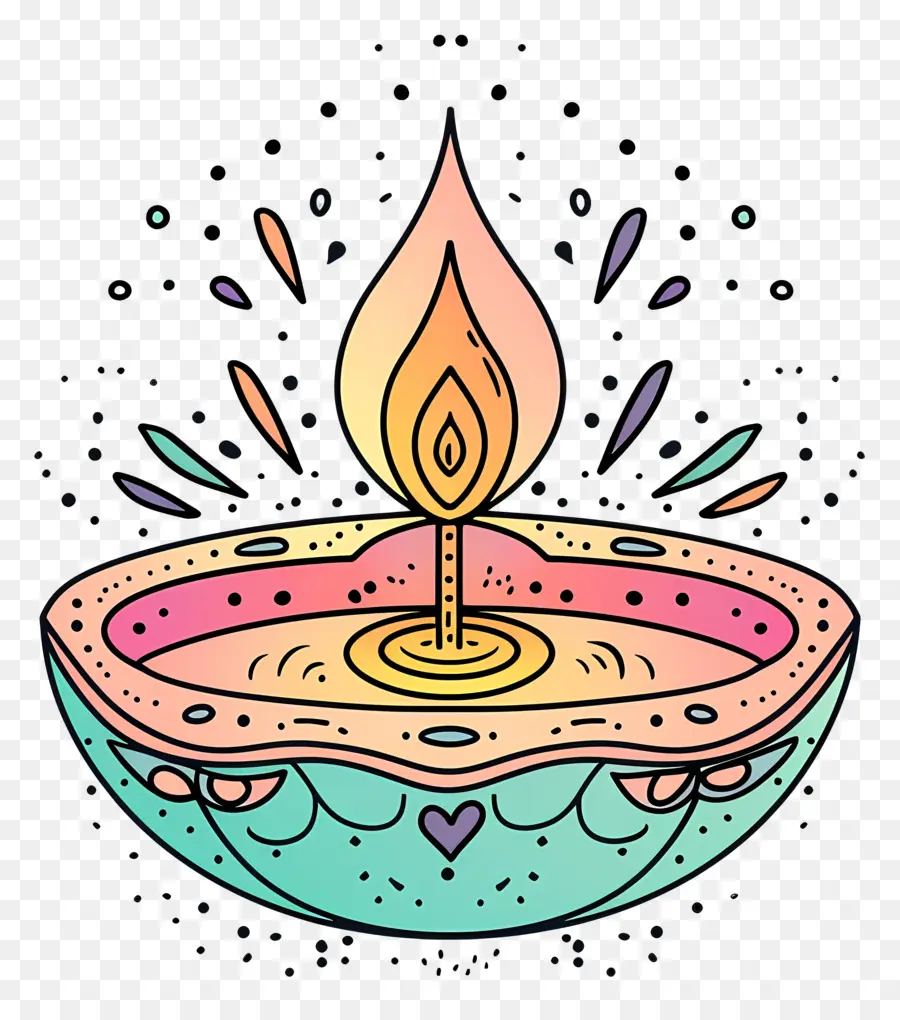 Diwali Diya，Vela De Loto PNG