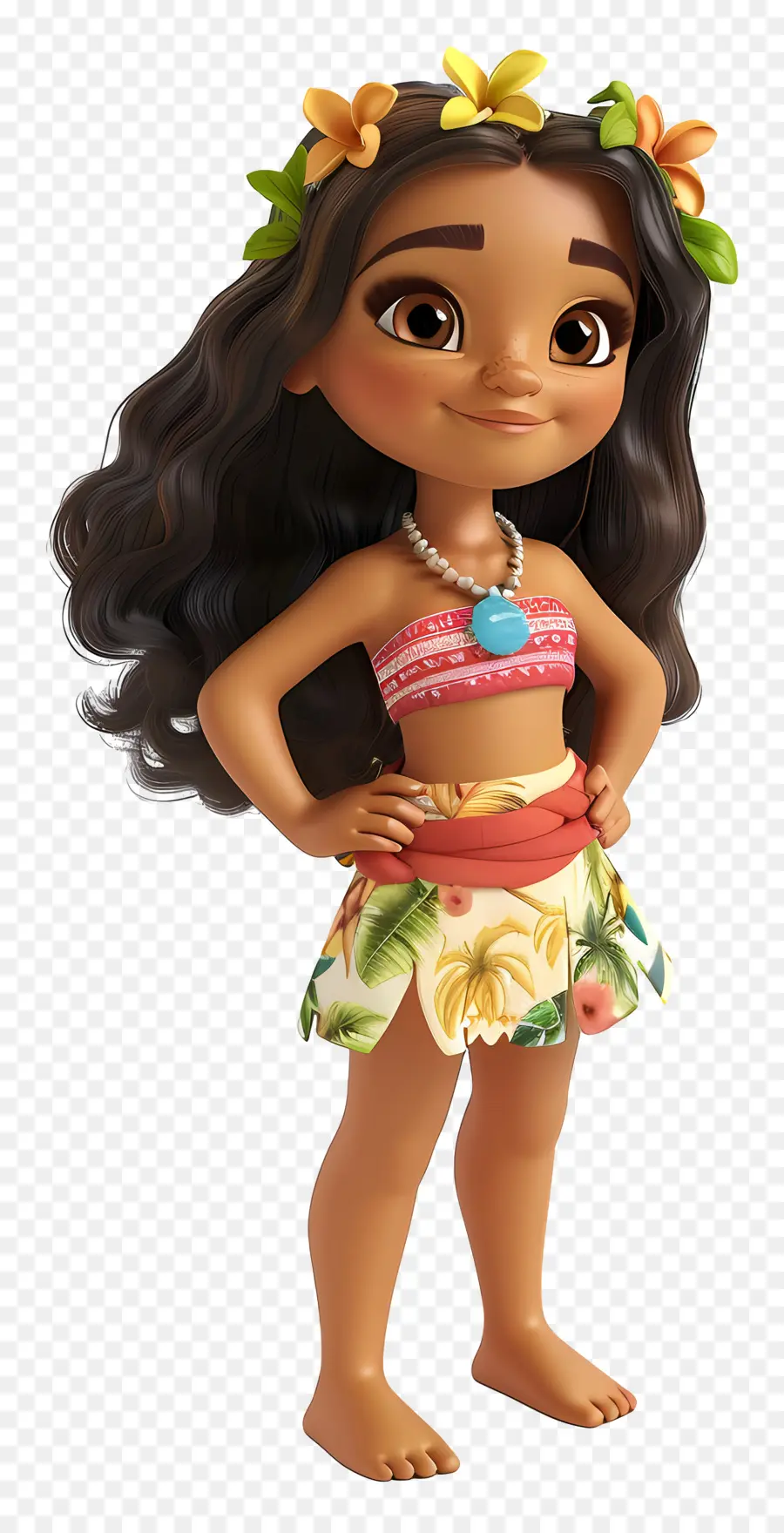 Dibujos Animados De Niña Hawaiana，Chica Animada Con Corona De Flores PNG